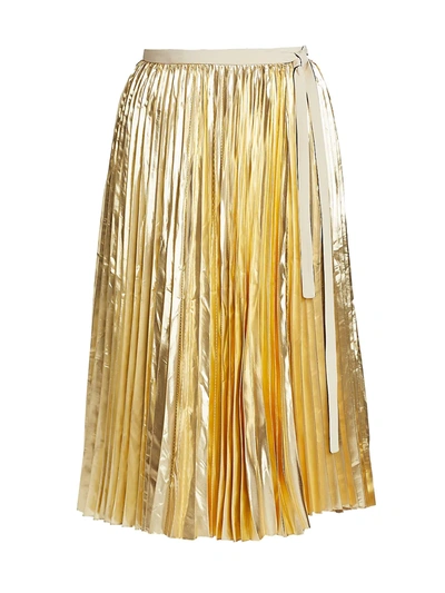 Shop Proenza Schouler Pleated Metallic Skirt In Gold