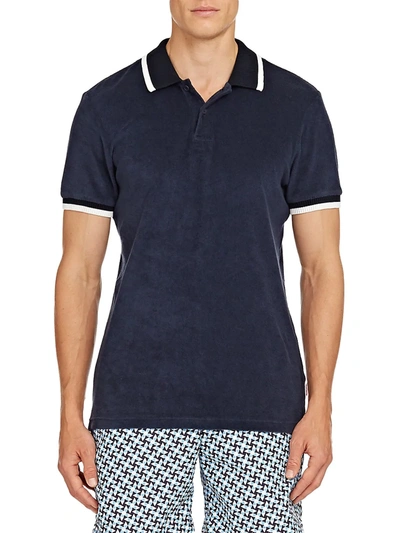 Shop Orlebar Brown Men's Jarrett Towelling Rib Tip Polo In Navy