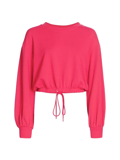 Shop Alice And Olivia Bernetta Drawstring Sweatshirt In Wild Pink