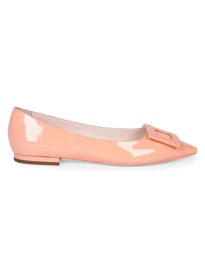 Shop Roger Vivier Women's Gommettine Ball Leather Point-toe Flats In Melon