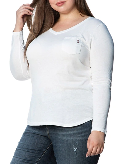 Shop Slink Jeans Plus Women's Long-sleeve Cotton T-shirt In White