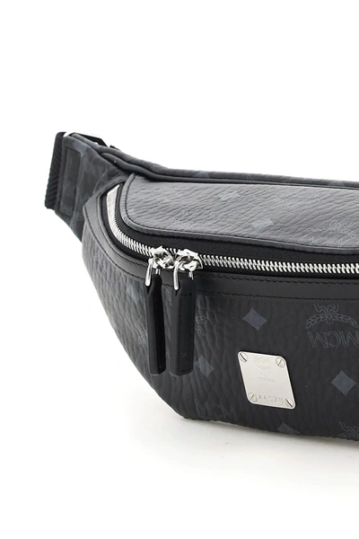 Shop Mcm Small Fursten Visetos Belt Bag In Black,grey