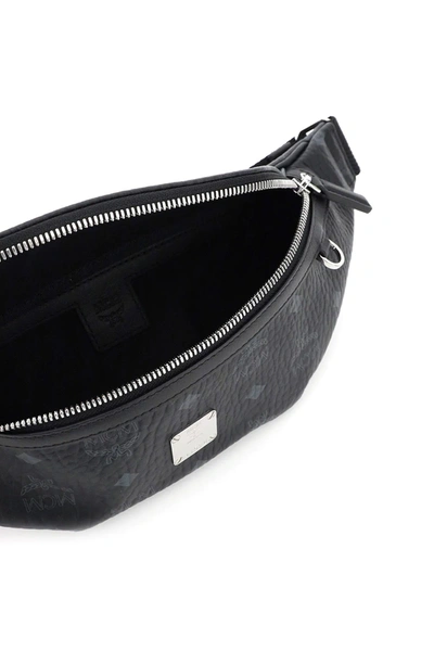 Shop Mcm Small Fursten Visetos Belt Bag In Black,grey