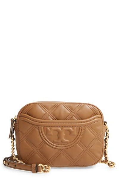 Shop Tory Burch Fleming Quilted Leather Camera Bag In Moose