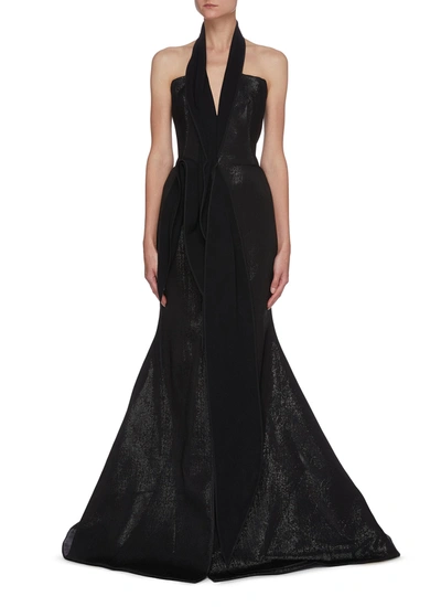 Shop Maticevski Significant' Drape Halterneck Shimmer Gown In Black