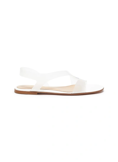 Shop Gianvito Rossi Plexi' Asymmetric Strap Sandal In White
