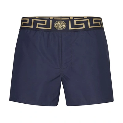 Shop Versace Swim Shorts In Blu Oro