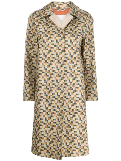 Shop Mackintosh Graphic Print Trench Coat In Yellow