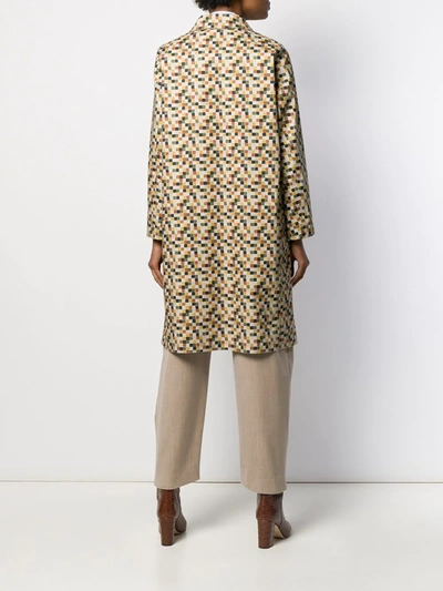 Shop Mackintosh Graphic Print Trench Coat In Yellow