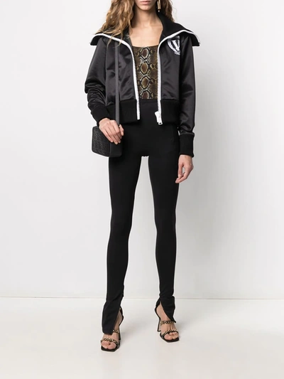 Shop Versace Wide-neck Logo Jacket In Black