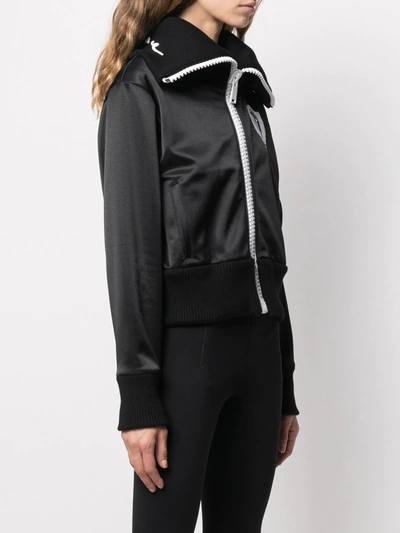 Shop Versace Wide-neck Logo Jacket In Black