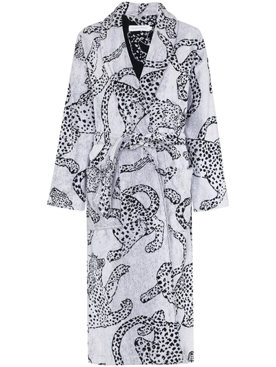 Shop Desmond & Dempsey Jaguar-print Cotton Robe In White