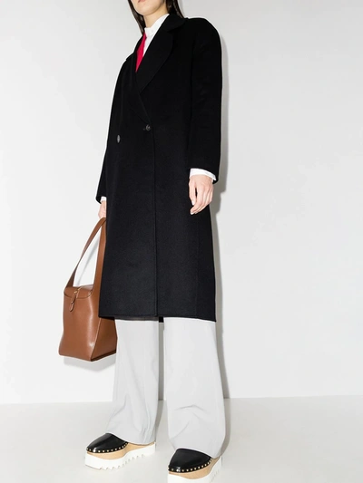 Shop Stella Mccartney Oversize Double-breasted Wool Coat In Black