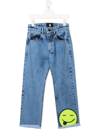 Shop Duoltd Tongue Out Smile Jeans In Blue