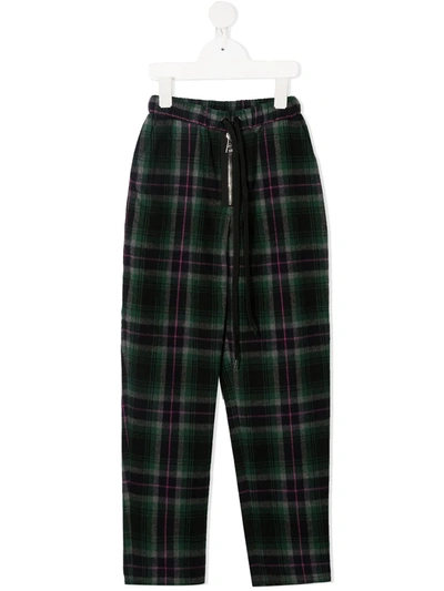 Shop Duoltd Check Print Trousers In Green