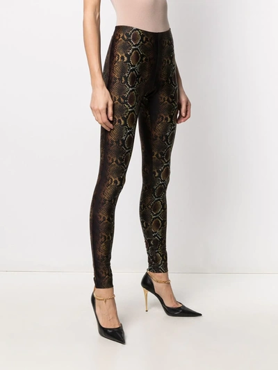 Shop Versace Snakeskin-print Pull-on Leggings In Black