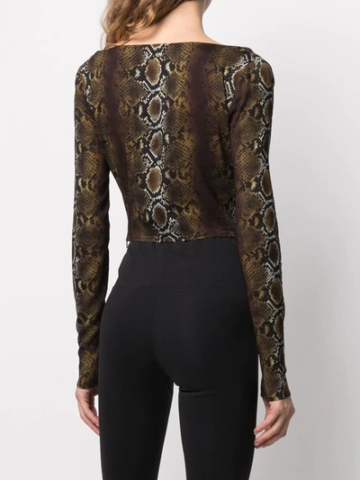 Shop Versace Snakeskin-print Cropped Top In Black