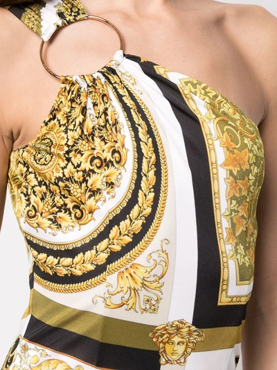 Shop Versace Baroque-print One-shoulder Dress In White