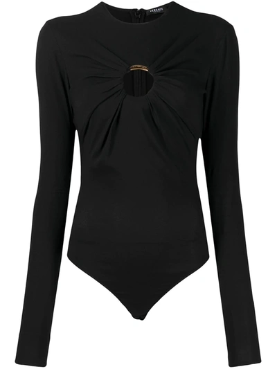 Shop Versace O-ring Detail Bodysuit In Black