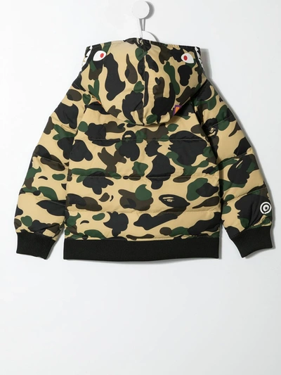 Shop A Bathing Ape Camo Shark Padded Jacket In Yellow