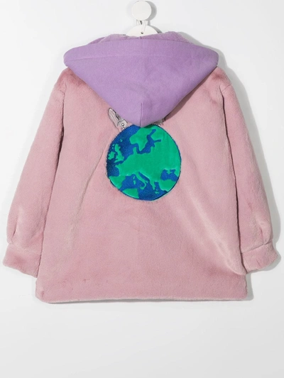 Shop Natasha Zinko Faux-fur Hooded Coat In Pink
