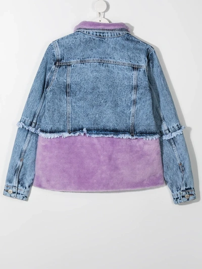 Shop Natasha Zinko Teen Two-tone Denim Jacket In Blue