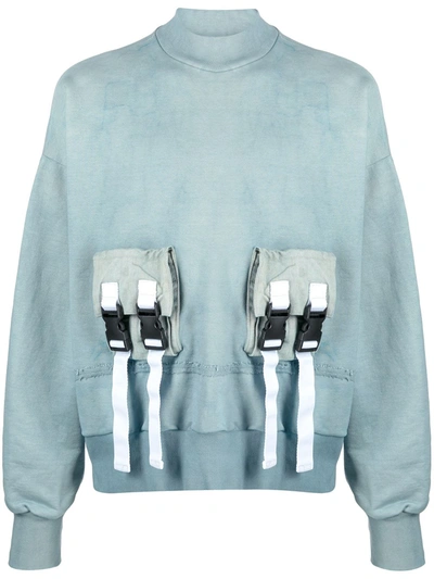 Shop Val Kristopher Raw Sweatshirt With Buckle-fastening Pocket In Blue