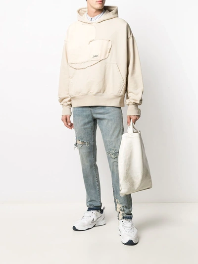 Val Kristopher Distressed Patch-work Hoodie In Neutrals