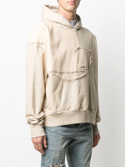 Val Kristopher Distressed Patch-work Hoodie In Neutrals