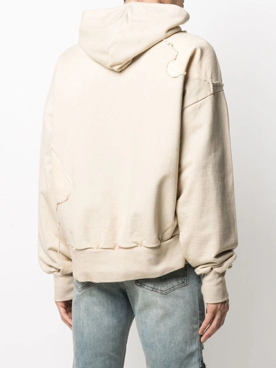 Shop Val Kristopher Distressed Patch-work Hoodie In Neutrals