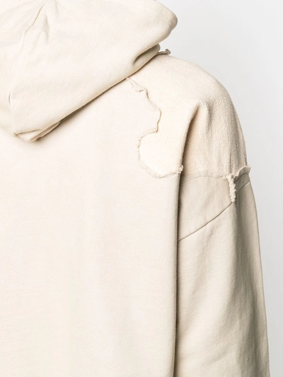 Val Kristopher Distressed Patch-work Hoodie In Neutrals