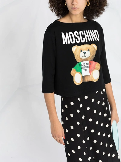 Shop Moschino Teddy Bear Print T-shirt In Black