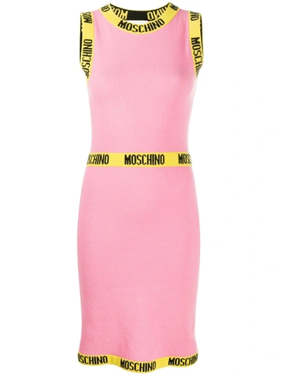 Shop Moschino Contrast-trim Dress In Pink