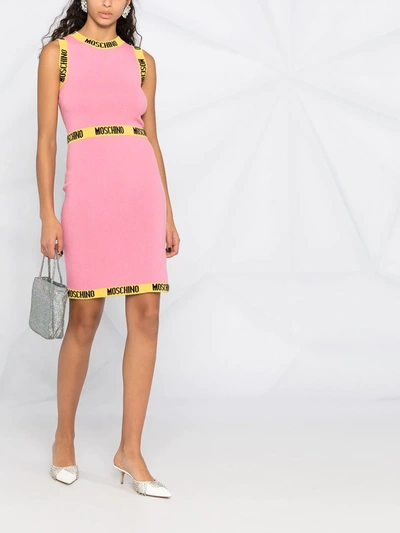 Shop Moschino Contrast-trim Dress In Pink