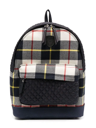 Shop Bonpoint Check-print Backpack In Blue