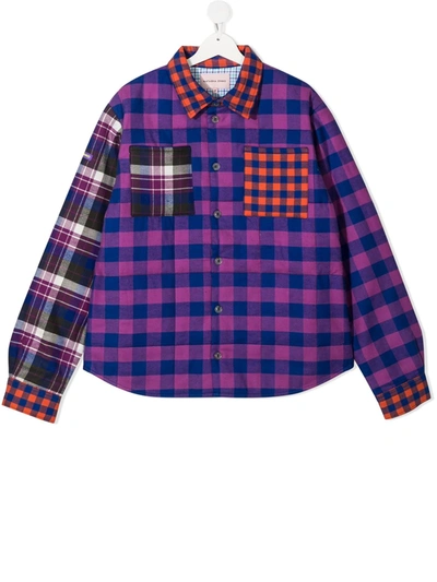 Shop Natasha Zinko Plaid Check Shirt In Purple