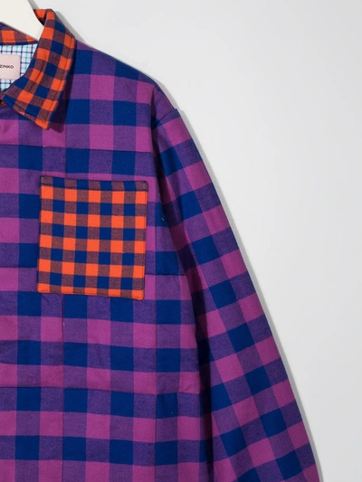 Shop Natasha Zinko Plaid Check Shirt In Purple