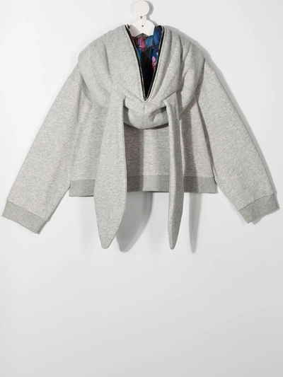 Shop Natasha Zinko Rabbit Hooded Jacket In Grey