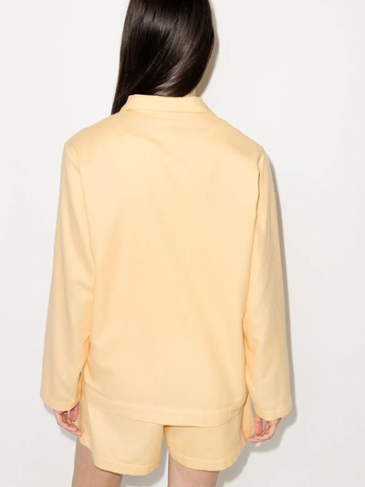 Shop Tekla Button-up Pajama Shirt In Yellow