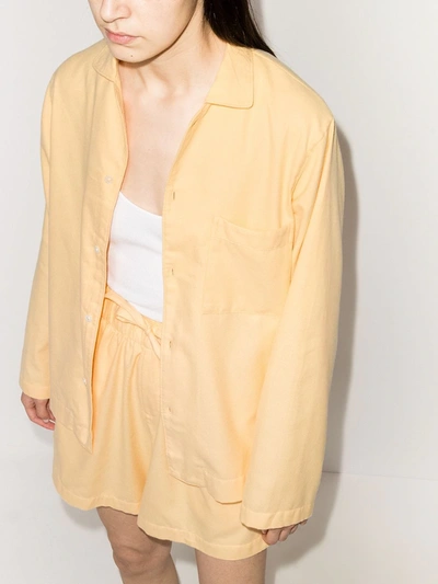 Shop Tekla Button-up Pajama Shirt In Yellow