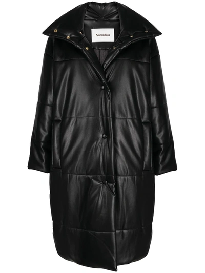 Shop Nanushka Padded Oversized Coat In Black