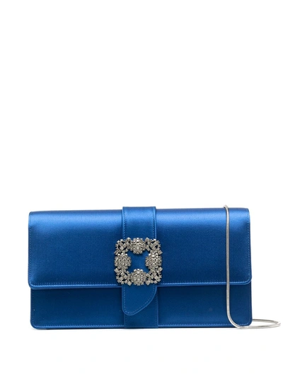 Shop Manolo Blahnik Capri Clutch Bag In Blue
