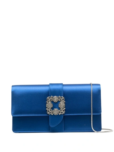 Manolo Blahnik Capri Clutch Bag In Blue