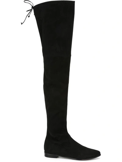 Stuart Weitzman Leggylady Velvet Over-the-knee Boots In Noir Ultrastretch,a:noir Ultrastretch