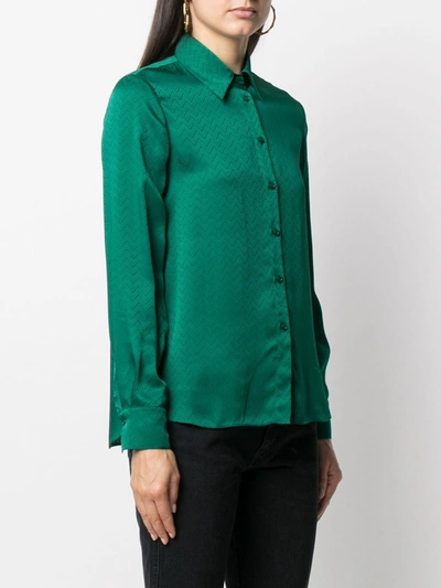 Shop Pinko Zigzag-print Satin Shirt In Green