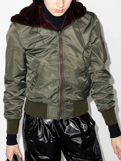 Shop R13 Reversible Hooded Bomber Jacket In Green