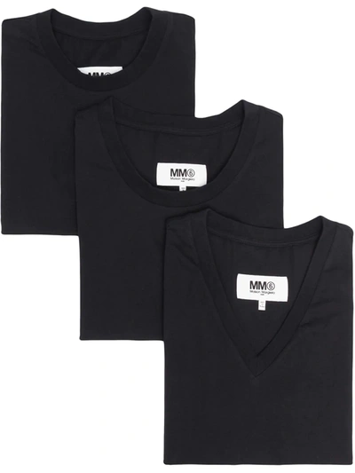 Shop Mm6 Maison Margiela Cotton T-shirt (pack Of Three) In Black