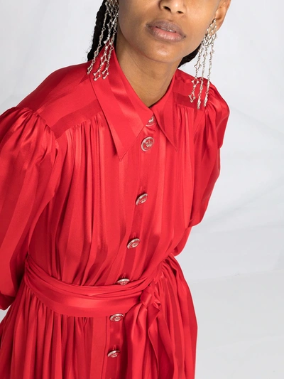 Shop Dolce & Gabbana Balloon Sleeve Striped Dress In Red