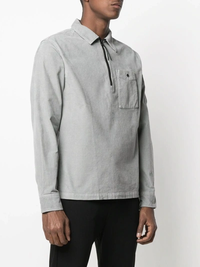 Shop C.p. Company Lens-embellished Corduroy Shirt In Grey