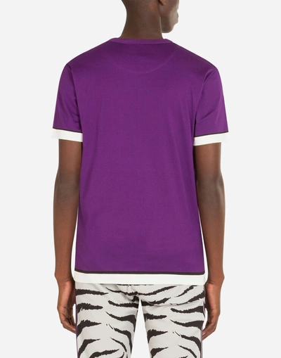 Shop Dolce & Gabbana Cotton T-shirt With Zebra Print In Purple